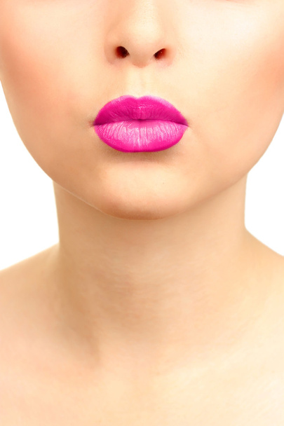 Beautiful make up of glamour red gloss lips - Фото, зображення