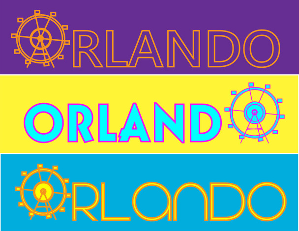 Orlando typografie, attracties graphics, vectoren. - Vector, afbeelding
