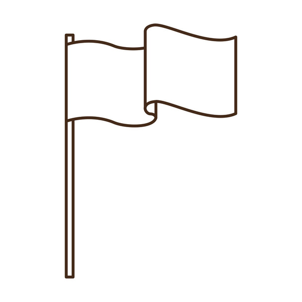 red flag waving isolated icon - Vektor, kép