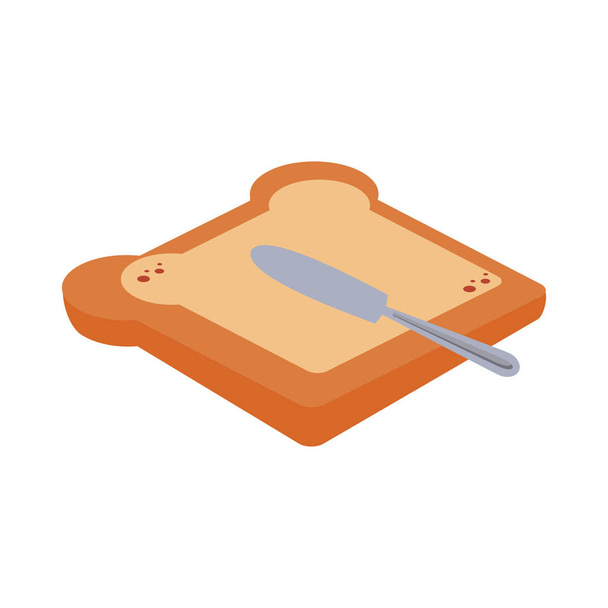 delicious slice bread with butter and knife - Vector, Image