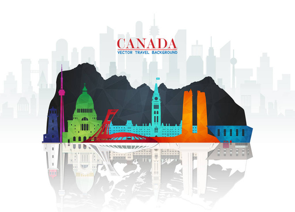 Καναδάς ορόσημο παγκόσμιο ταξίδι και ταξίδι χαρτί υπόβαθρο. Vect - Διάνυσμα, εικόνα