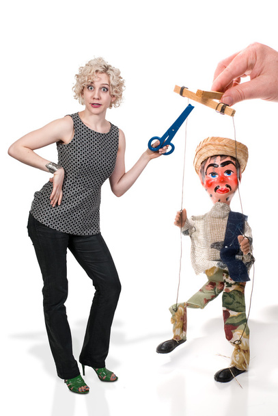 Frau und Marionette - Foto, Bild