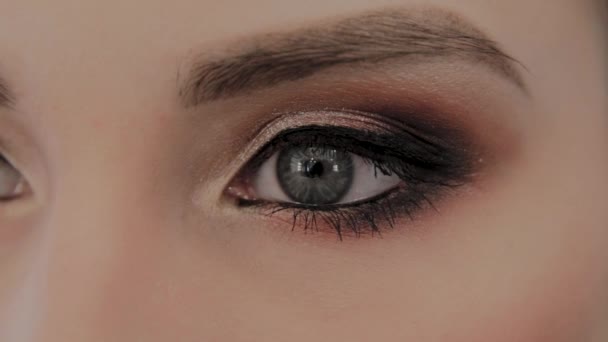 Beautiful eyes of a model photo close up. - Footage, Video