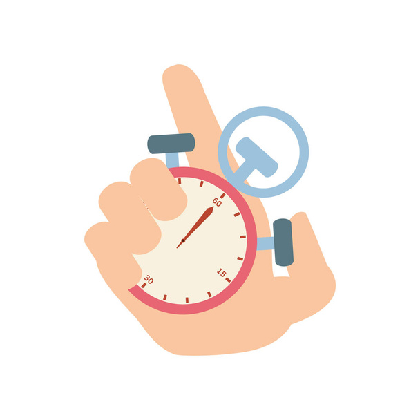 hand met chronometer tijd geïsoleerd icoon - Vector, afbeelding