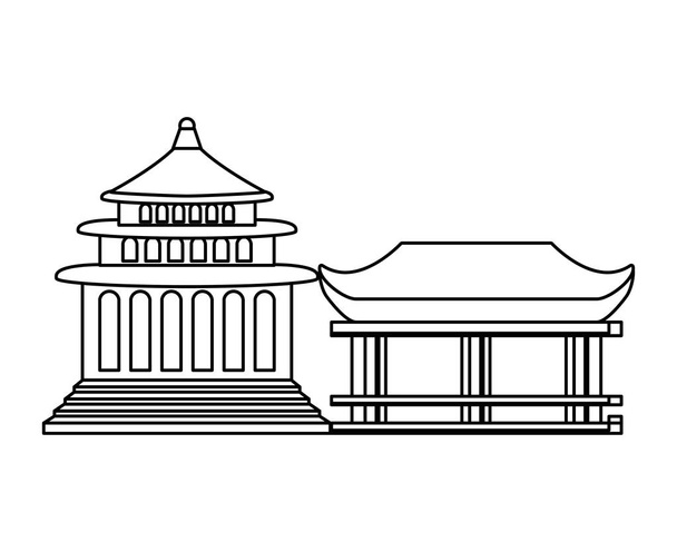 Tradycyjna architektura chińskiej ikony na białym tle - Wektor, obraz