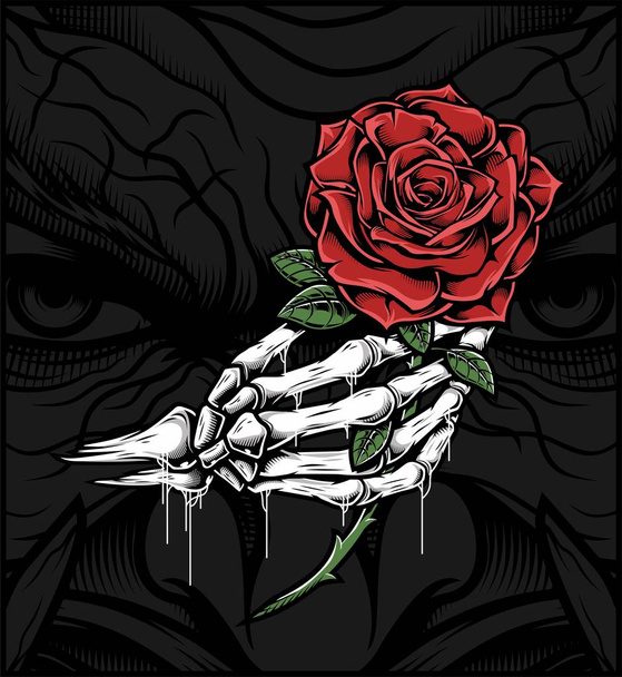 ruka s lebkou držící růži - Vektor, obrázek