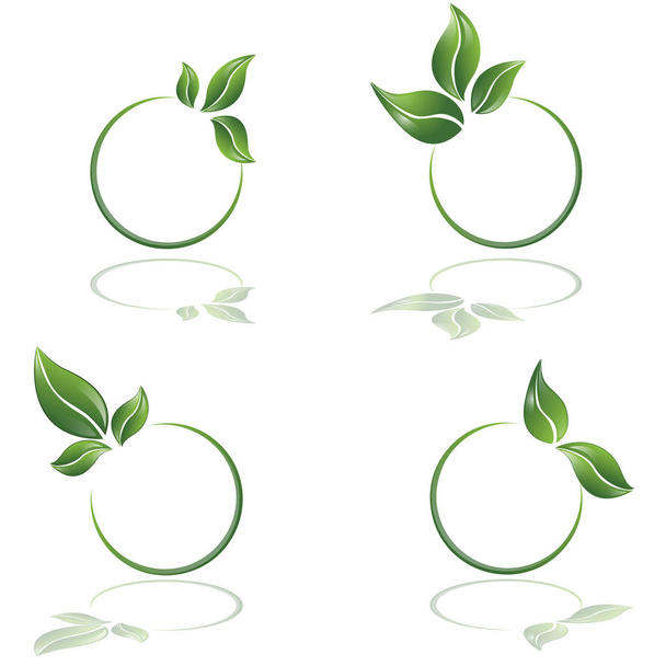 Eco logotype, leafs and circle v - Vetor, Imagem