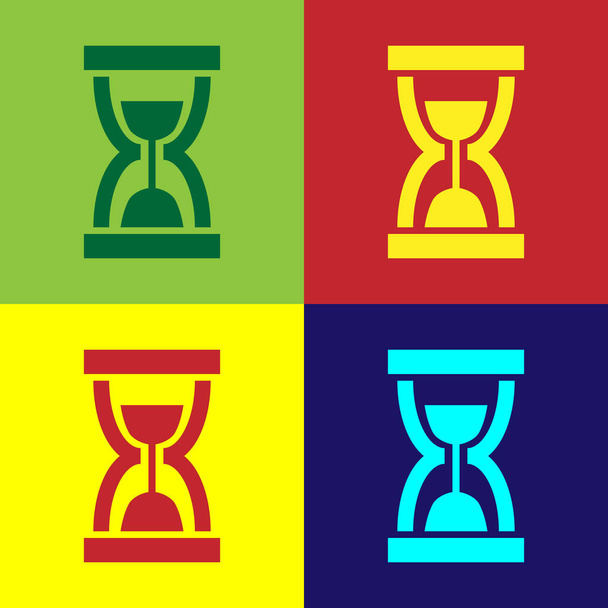 Color Old hourglass with flowing sand icon isolated on color backgrounds. Sand clock sign. Business and time management concept. Vector Illustration - Vector, Image