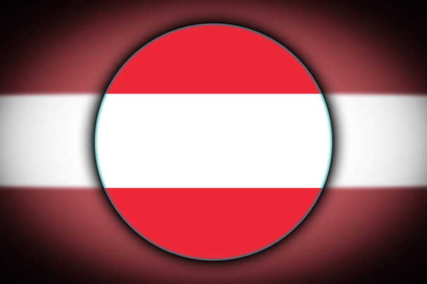 Flaga narodowa Austrii w formie okrągły przycisk z odbiciem światła i cienia. Flaga w kształcie koła. Ikona kraju. - Zdjęcie, obraz