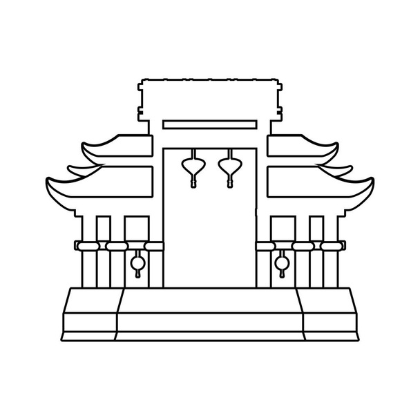 Chinees portaal geïsoleerd icoon - Vector, afbeelding