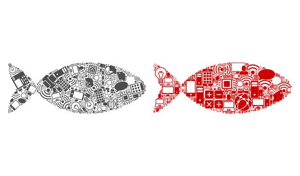 Риба колаж іконки для Bigdata - Вектор, зображення