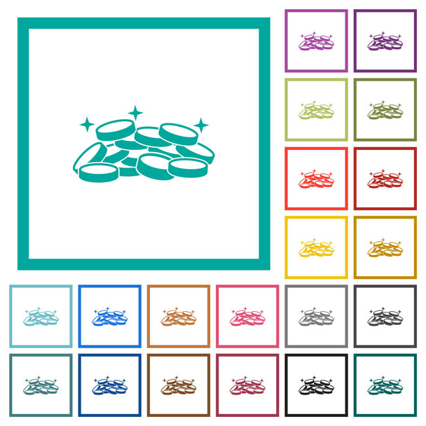 Trésor des icônes de couleur plates avec des cadres quadrant
 - Vecteur, image