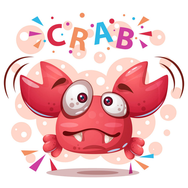 Crazy crab - cute cartoon illustration - Вектор, зображення