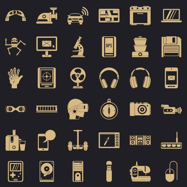 Device screen icons set, simple style - Διάνυσμα, εικόνα
