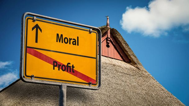 Street Sign Moral versus Profit - Photo, Image