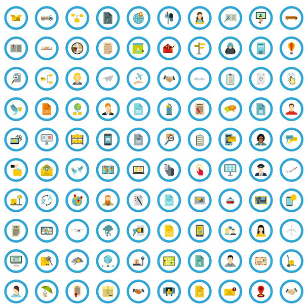 100 наборов иконок почтовой связи, плоский стиль
 - Вектор,изображение