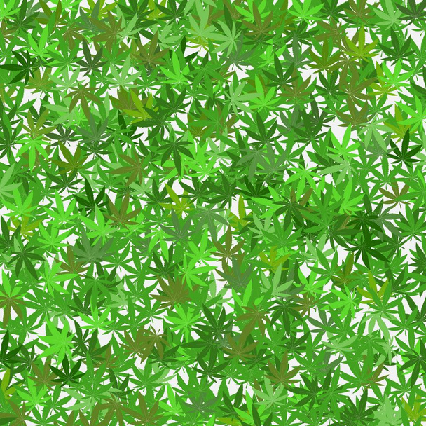 Cannabis leaves background template - various green colours - Vector, Image