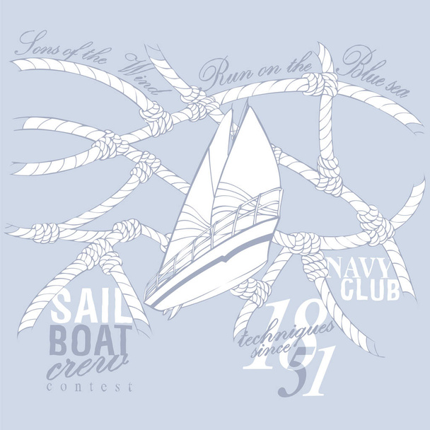 Grafik-Logo für nautischen Sportverein, marine concept - Vektor, Bild
