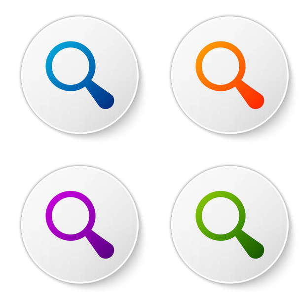 Color Magnifying glass icon isolated on white background. Search, focus, zoom, business symbol. Set color icon in circle buttons. Vector Illustration - Vector, Image