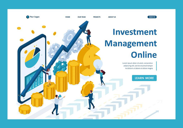 Izometrický Správa Online investování - Vektor, obrázek