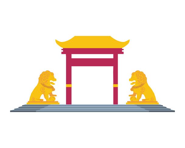 chiński Portal na białym tle ikona - Wektor, obraz