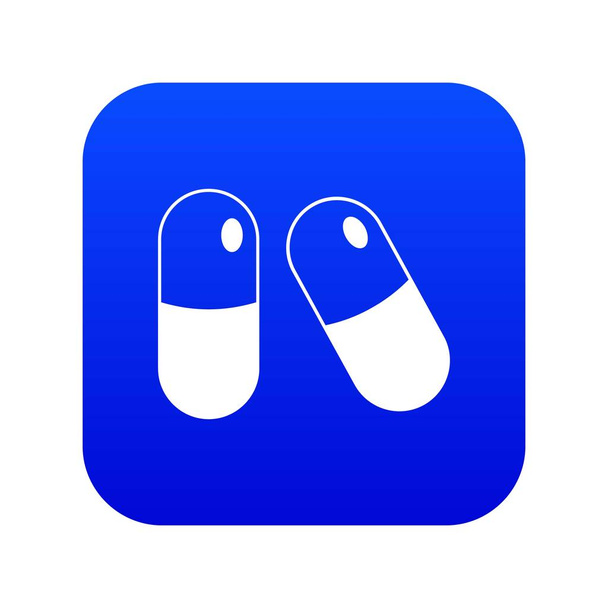 Icono píldoras azul digital
 - Vector, Imagen