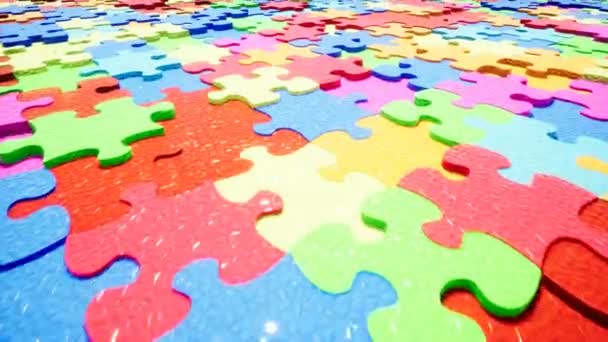 Mooie kleur puzzelstukjes abstract concept. - Video