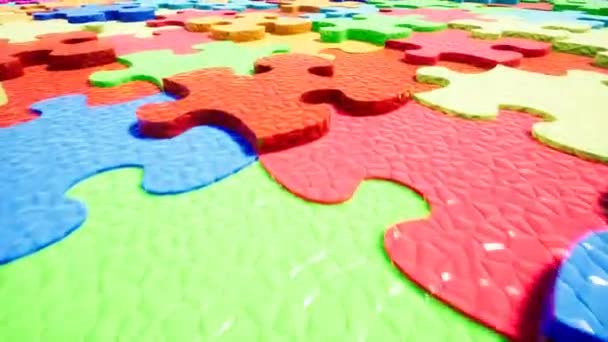 Mooie kleur puzzelstukjes abstract concept. - Video