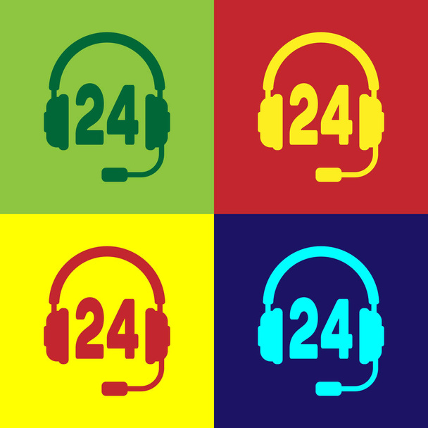 Color Headphone for support or service icon on color backgrounds. Concept of consultation, hotline, call center, faq, maintenance, assistance. Flat design. Vector Illustration - Vector, Image
