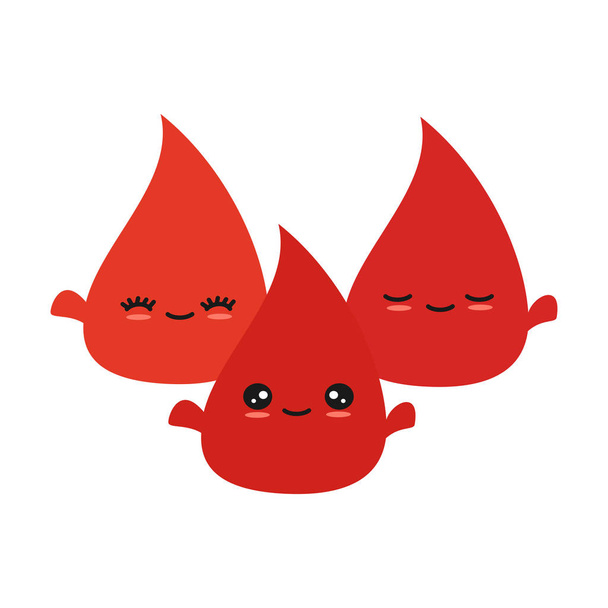cute cartoon blood donation vector concept illustration with drops - Vector, Image