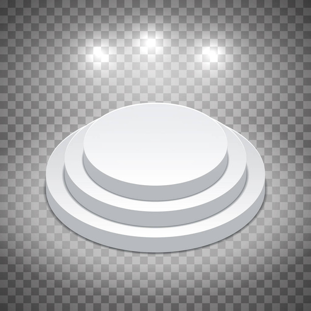 White pedestal with spotlights. Template on a transparent background. Editable vector isometric illustration. - Vector, Image