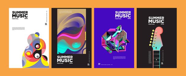 Yaz renkli sanat ve Müzik Festivali afiş ve olay, dergi ve Web Banner için kapak şablonu - Vektör, Görsel