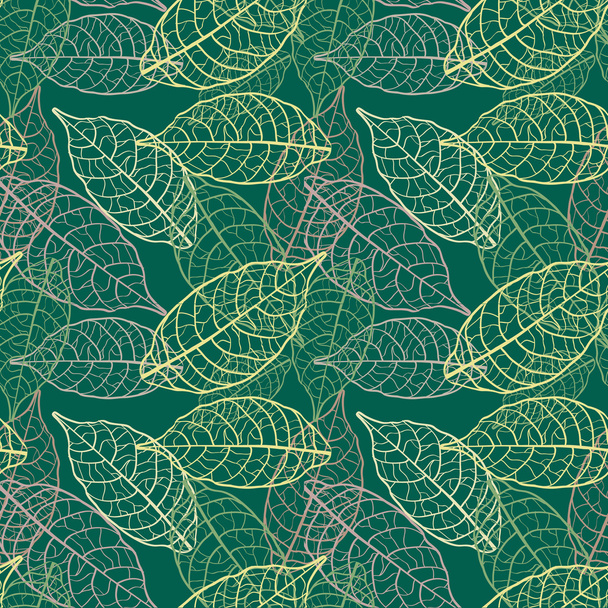 Dikişsiz yaprakları yeşil arka plan - Vektör, Görsel