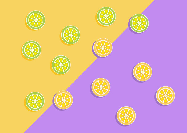 Lemon and lime in vibrant colors background. Concept pop art. Cr - ベクター画像
