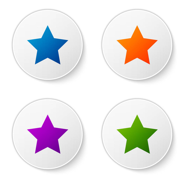 Color Star icon isolated on white background. Favorite, best rating, award symbol. Set color icon in circle buttons. Vector Illustration - Vektor, Bild