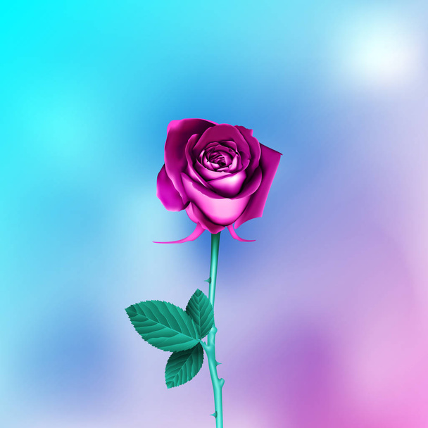 Rose in levendige gradiënt holografische neon kleuren. Concept pop AR - Vector, afbeelding