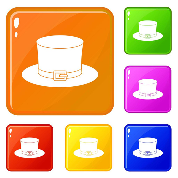 Leprechaun hat icons set vector color - Vector, afbeelding
