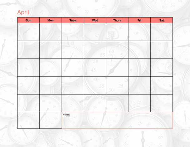 April Blank Calendar - Photo, Image