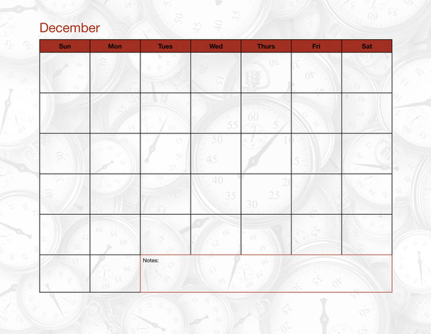 Dezembro Calendário em branco
 - Foto, Imagem