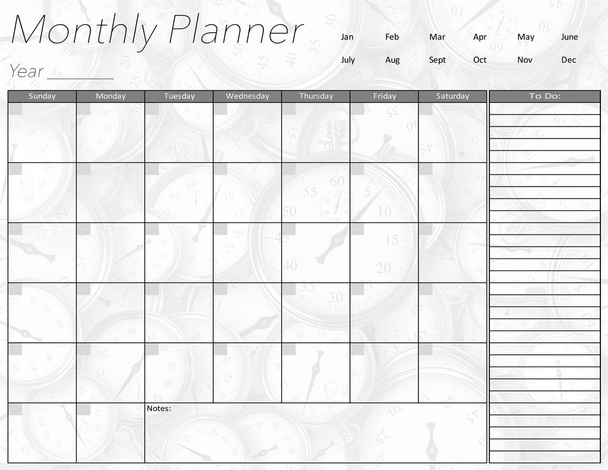 Maandelijks planner met tijd achtergrond - Foto, afbeelding
