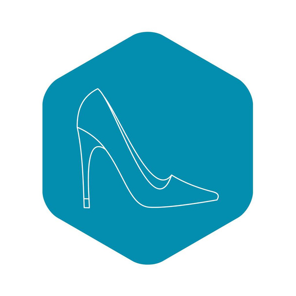 Elegant women high heel shoe icon, outline style - Vetor, Imagem
