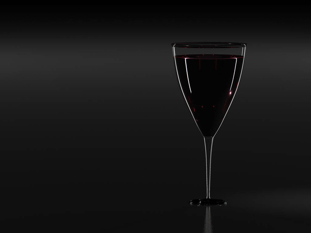 Glass of wine. 3D rendering - Photo, Image