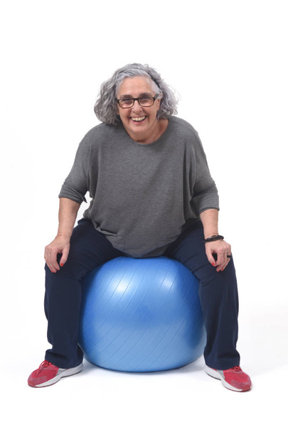 woman with ball on white background - Foto, Imagem