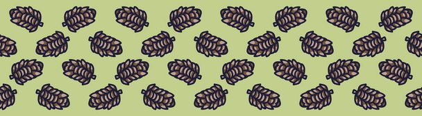 Forest Pine Cone cartoon naadloze vector grens. Hand getekende Woods plant tegel. - Vector, afbeelding