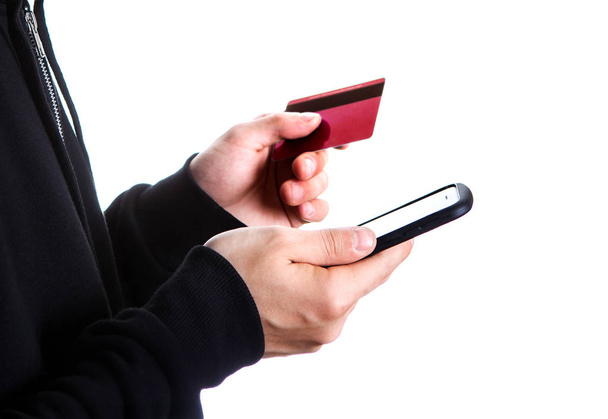 Phone and a Bank Card - Фото, изображение
