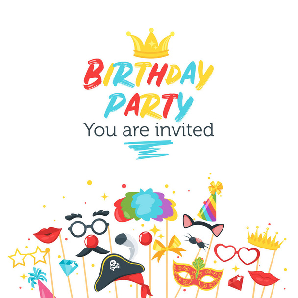 Születésnapi party kártya tervezősablon - Vektor, kép
