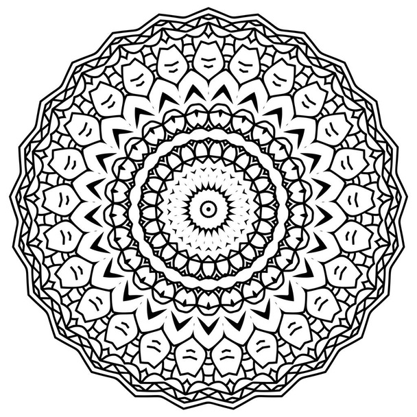 Indian mehndi vector decorative mandala pattern and repeated flowers symbols, perfect for coloring books, tattoos and phone covers, and products packaging. Also helpful in yoga and meditation and greeting card, christmas and wedding celebration - Vector, Image