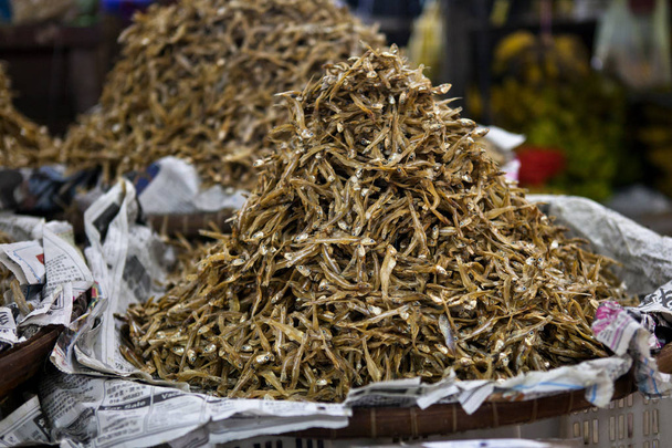 Dry fish in the market in Malaysia - Photo, Image