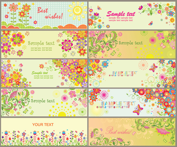 Set of greeting horizontal cards - Vector, Imagen