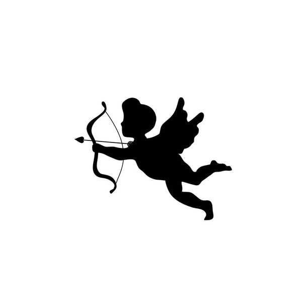 Silhouette d'ange, Cupidon avec un arc et des flèches, image isolée
. - Vecteur, image